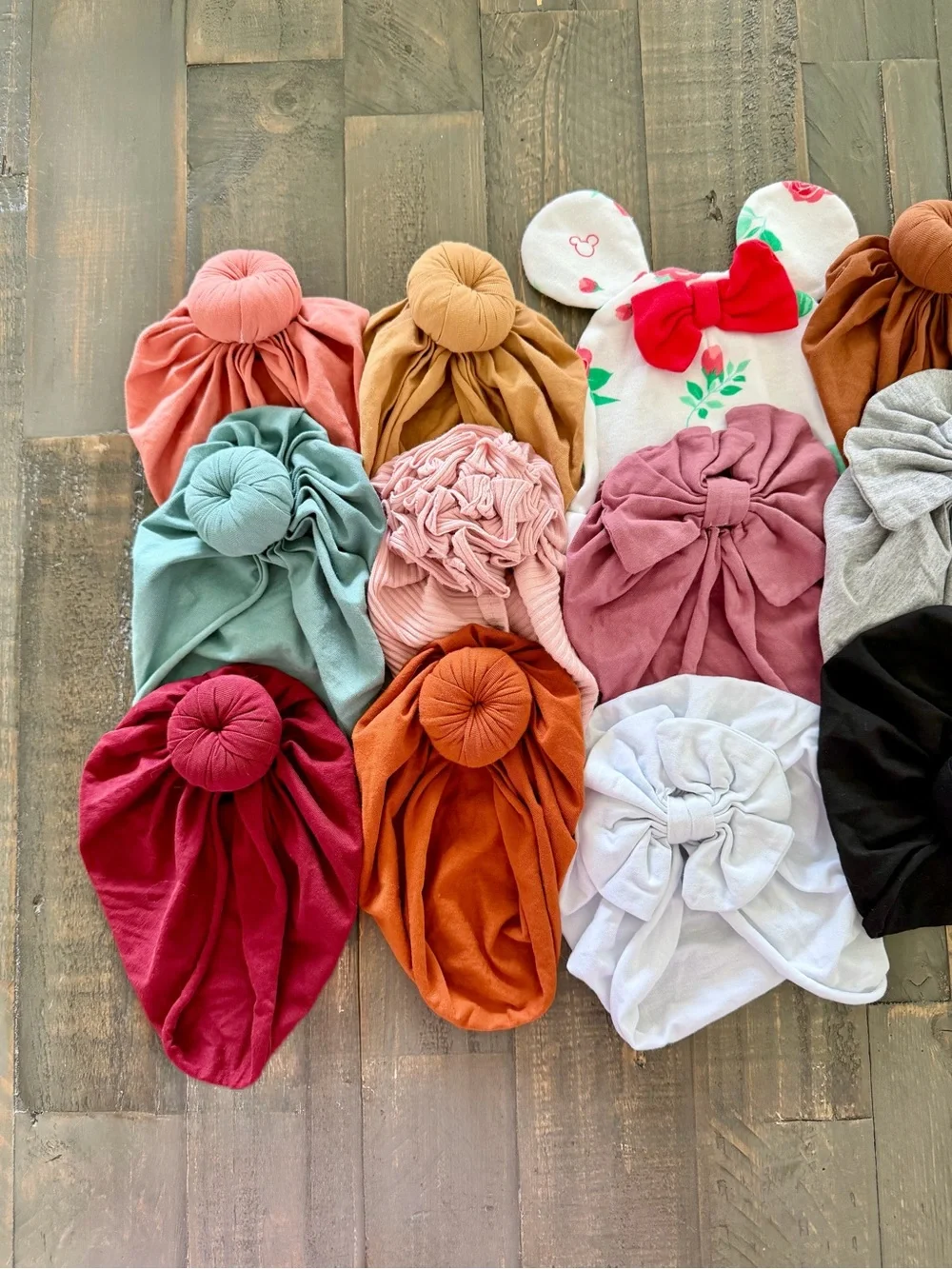 Baby Girl Turban Bow Hats 14 Pc Multicolor Infant Headwraps Bundle
